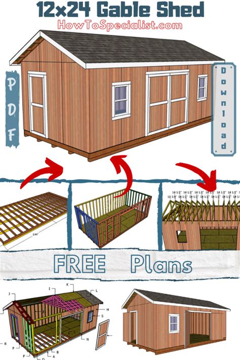 12x24 Shed Plans - Free DIY Plans | HowToSpecialist - How to Build ...