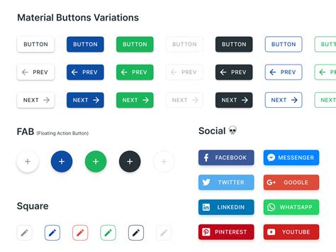 Material design buttons UI - Figma templates by Roman Kamushken for Setproduct on Dribbble