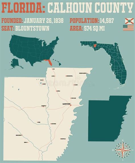 Map of Calhoun County in Florida. Large and detailed map of Calhoun ...