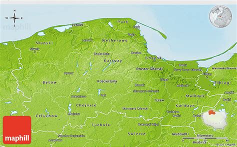 Physical 3D Map of Pomorskie