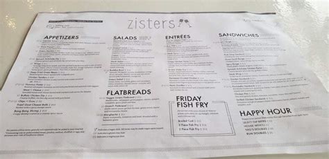 Menu of Zisters in Elm Grove, WI 53122