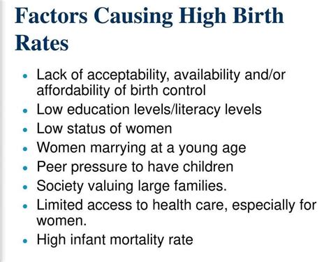 Explain the causes of high birth rate. - Brainly.in