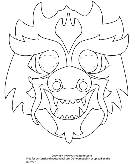 Chinese New Year Dragon Mask Coloring Page | Free Printable Coloring ...