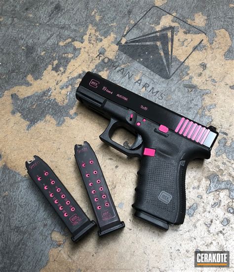 Glock 19 Cerakote Color Fill with Black and Pink Accents by ABELARDO ROMAN | Cerakote