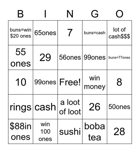 prize Bingo Card