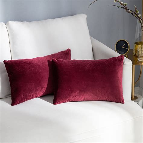 Throw Pillows Covers for Couch, Set of 2 Premium Velvet Rectangle Sofa Bed Decorative Pillows ...