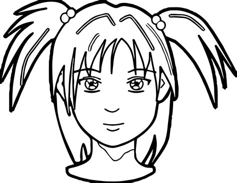 Anime Girl Face Coloring Page | Wecoloringpage.com