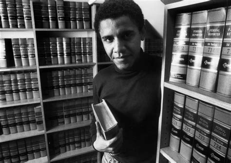 Barack Obama poses in the office of the Harvard Law Review on Feb. 5 ...