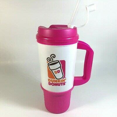 Dunkin Donuts 24 oz Whirley Travel Mug with Staw BPA-Free Pink White ...