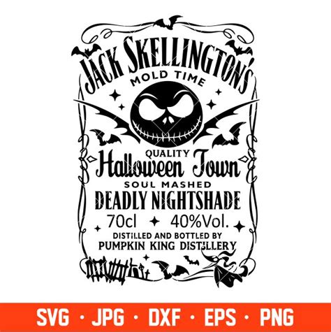 Jack Skellington Wiskey Svg, Halloween Svg, Nightmare Before Christmas Svg, Skull Svg, Cricut ...