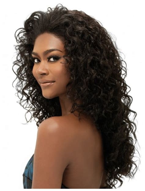 Cool Black Curly Long Human Hair Wigs & Half Wigs, Full Lace Human Hair Wigs