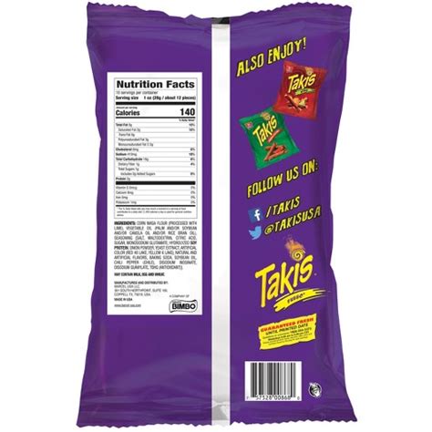 Takis Fuego Nutrition Label - Juleteagyd