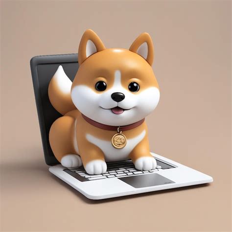 Premium AI Image | Cute dog with laptop cartoon icon illustration