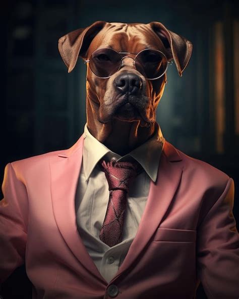 Premium AI Image | 3D dog with a human body looking serious wearing a suit with a dramatic ...