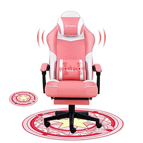 Pink Gaming Chair with Footrest Ergonomic Office Chair Desk Chair ...