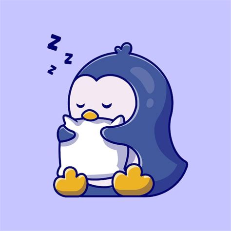 Free Vector | Cute Penguin Sleeping Hug Pillow Cartoon