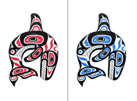 Tlingit Haida Orca Whale Variations Red or Blue SMALL Format - Etsy