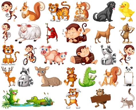 Free Vector | Set of animal cartoon character