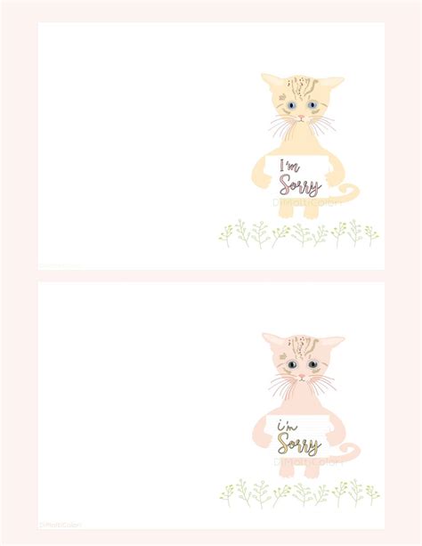 Printable I'm Sorry Card Apology Card Cute Cat Kitten | Etsy