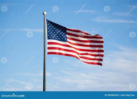 American Flag Flying at Half Mast Stock Illustration - Illustration of ...