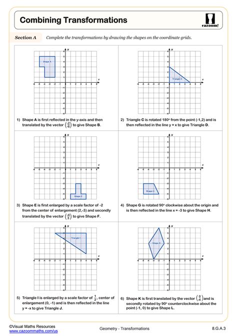 Transformations on the Coordinate Plane Worksheet | 8th Grade PDF ...