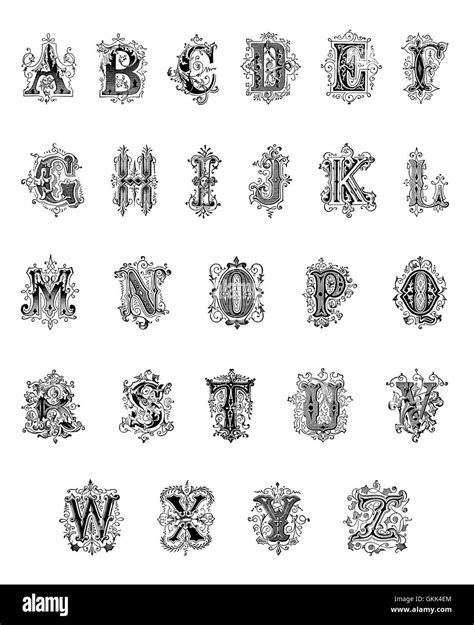 Antique Decorative Alphabet Stock Photo - Alamy