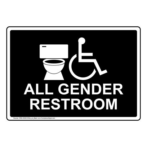 Gender Neutral Restroom Sign With Symbol RRE-25320-WHTonBLK Restrooms