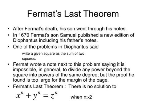 PPT - Fermat’s Last Theorem PowerPoint Presentation - ID:787314