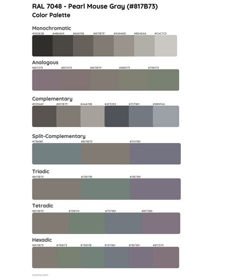 RAL 7048 - Pearl Mouse Gray color palettes and color scheme combinations - colorxs.com