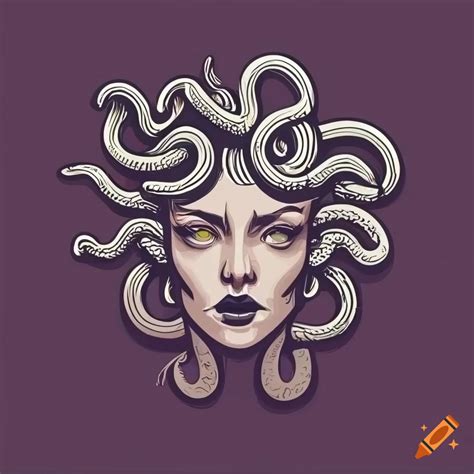 Lineal vector logo of medusa's head on Craiyon