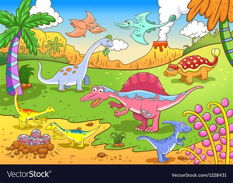 Cartoon dinosaur background Royalty Free Vector Image