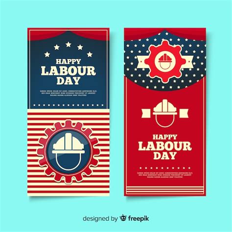 Free Vector | Usa labor day banners in flat style