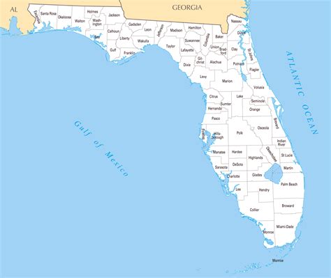 Detailed administrative map of Florida state. Florida state detailed ...