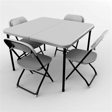 card table chairs 3d obj