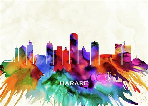 Harare Skyline Mixed Media by NextWay Art | Fine Art America