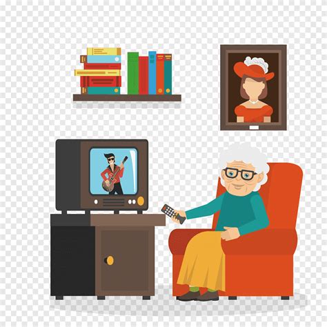 Performance Television Illustration, Watching TV show characters ...