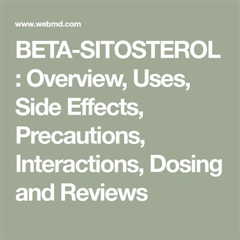 BETA-SITOSTEROL: Overview, Uses, Side Effects, Precautions ...