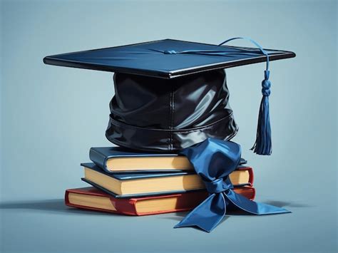 Premium AI Image | Elegant Blue Background with Black Graduation Cap