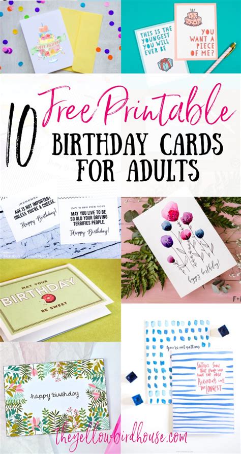 10 Free Printable Birthday Cards for Grown Ups - The Yellow Birdhouse