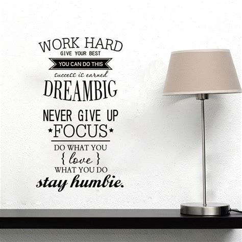 57x32cm English Motto Work Hard Family Motto Wall Sticker Removable Art Mural Decal For Home ...