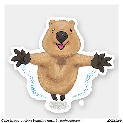 Cute Happy Quokka Jumping Cartoon Sticker