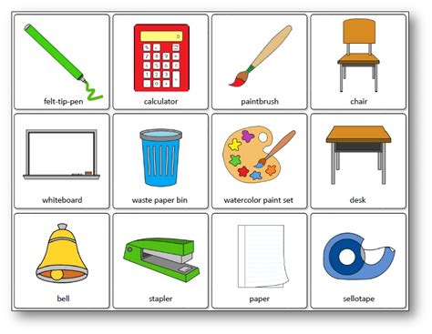 Classroom Objects Memory Game - Free Printable - Speak and Play English