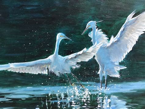 Love Art Egret painting Egret art Oversize Painting | Etsy