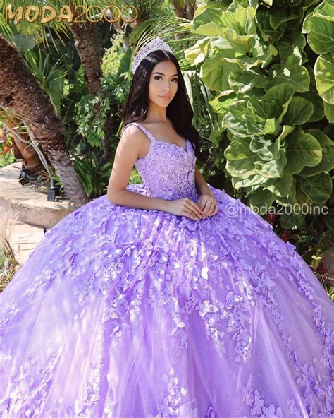 Lilac quinceañera dress with 3D butterfly’s | Purple quinceanera ...