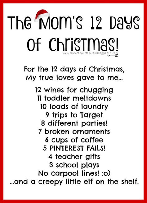 The Mom's 12 Days of Christmas | funny mother | mom life | mom blog | Christmas | Holiday | bad ...