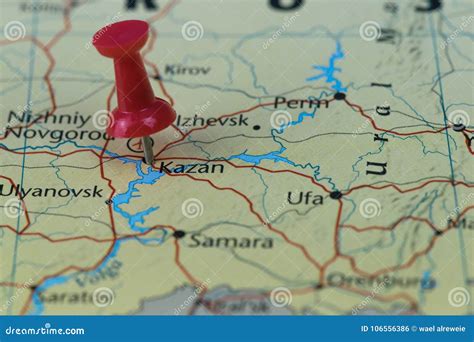 Kazan Pinned in a Closeup Map for Football World Cup 2018 in Russia ...