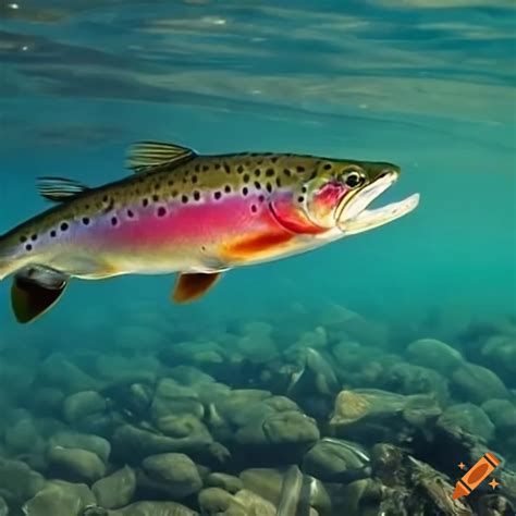 Rainbow trout hunting a fly on Craiyon