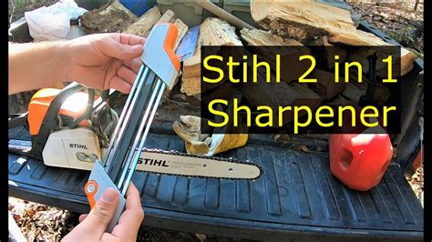 #45 Stihl 2 in 1 sharpener, Stihl MS170, sharpening a chainsaw. - YouTube