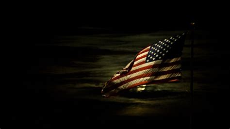 American Flag In Moon Black Cloudy Sky Background During Nighttime 4K ...