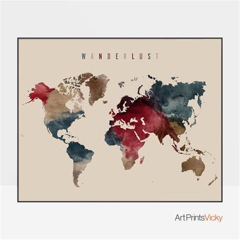 Watercolor World Map Poster at PaintingValley.com | Explore collection of Watercolor World Map ...